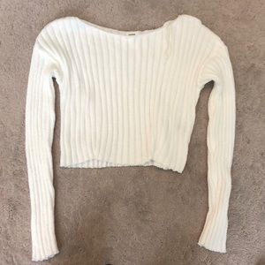 white crop sweater